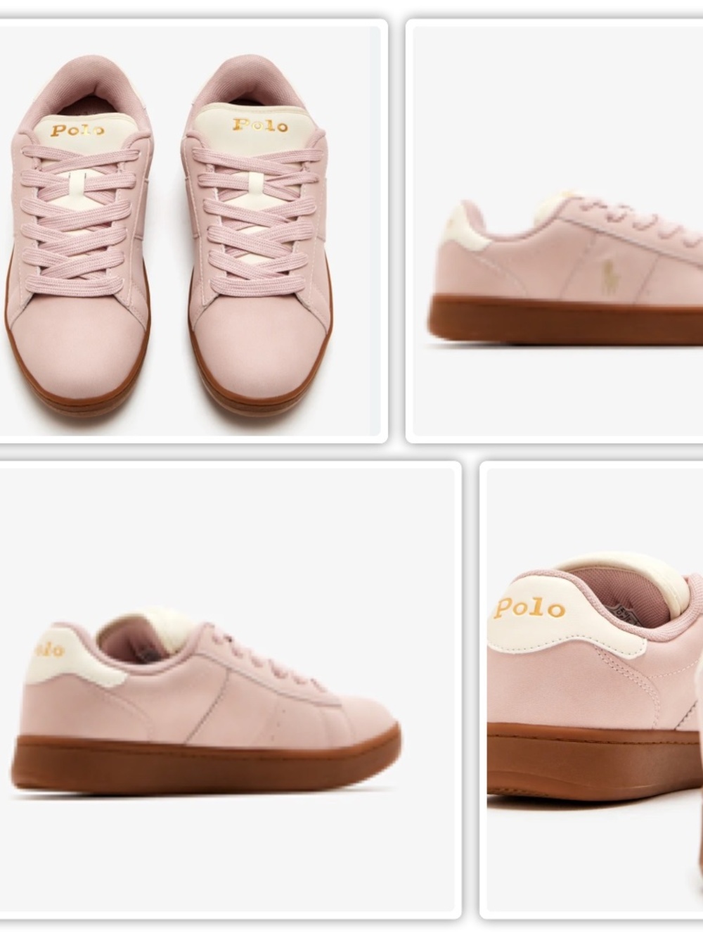 POLO Ralph Lauren Knollan Pink & Gold Logo Sneakers Padded Tongue Womens 6.5 NEW